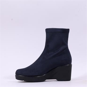 Miss Elastic Cushy Wedge Pull On Boot - Navy Suede